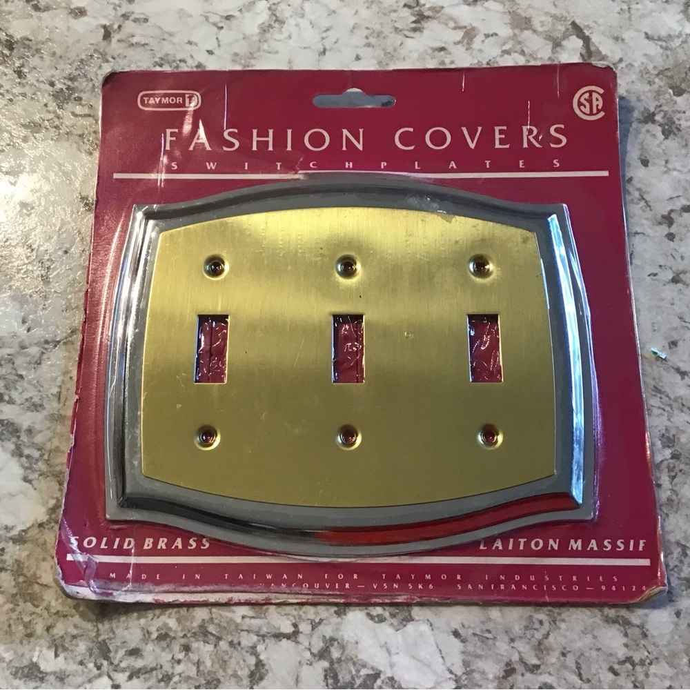 Vintage Taymor Solid Brass Switch Cover New Old Stock Japan 3 Switch